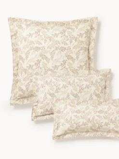 Funda de almohada de mezcla de lino y algodón con volante Pola