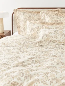 Funda de almohada de mezcla de lino y algodón con volante Pola