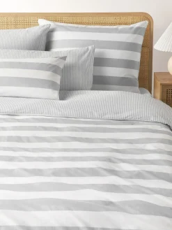 Funda de almohada doble cara de algodón a rayas Lorena