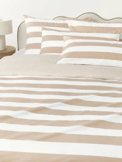 Funda de almohada doble cara de algodón a rayas Lorena