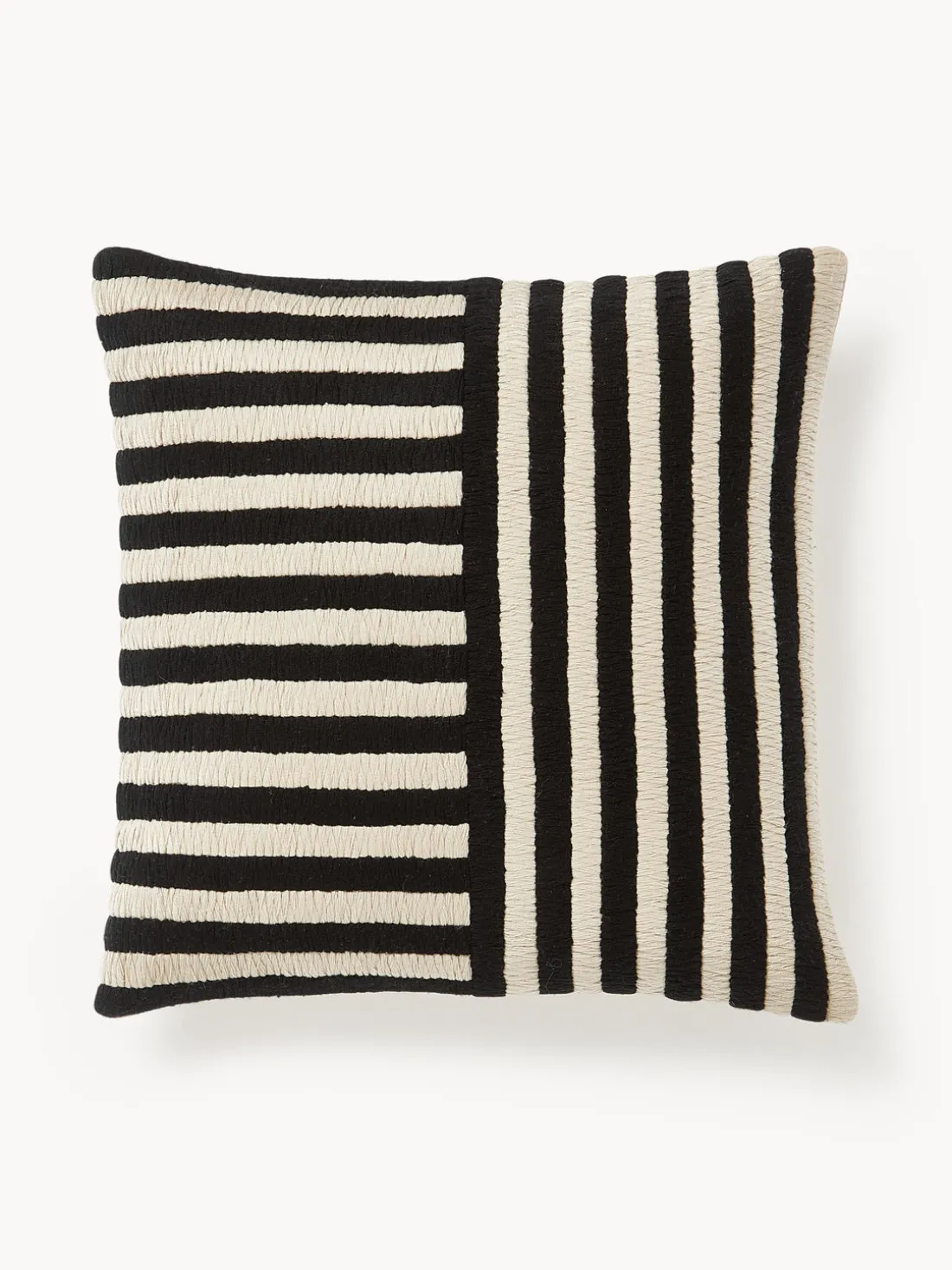 Funda de cojín artesanal con rayas bordadas Henry