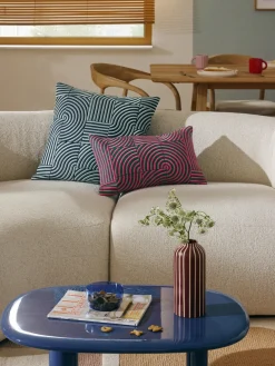 Funda de cojín de lino con estampado gráfico Lexi