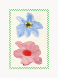 Impresión digital Flower With Checks 01