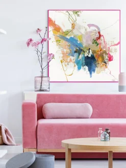 Impresión sobre lienzo acabada a mano enmarcada Confidential Pink