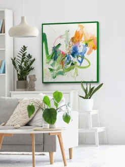 Impresión sobre lienzo acabada a mano enmarcada Confidential Green