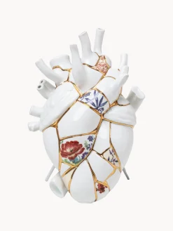 Jarrón de porcelana con decoración dorada Love in Bloom, 25 cm