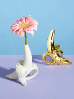 Jarrón de porcelana con oro Banana, 15 cm