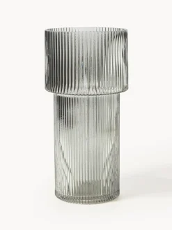 Jarrón de vidrio acanalado Lija, 30 cm
