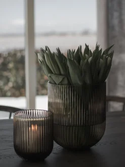 Jarrón de vidrio Simple Stripe, 14 cm