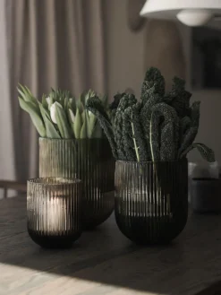 Jarrón de vidrio Simple Stripe, 18 cm