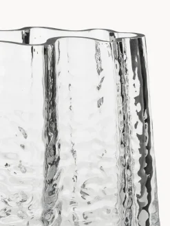 Jarrón de vidrio soplado artesanalmente con relieves Gry, 19 cm