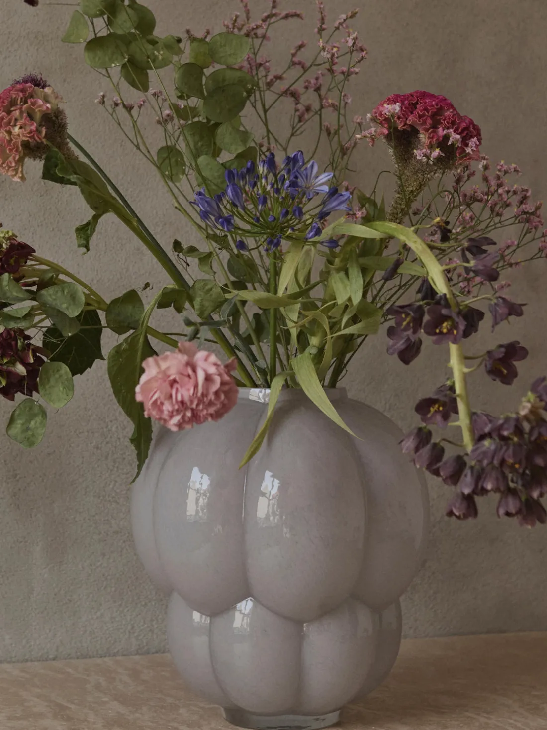 Jarrón de vidrio soplado Uva, 28 cm