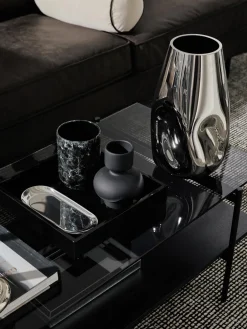 Jarrón grande de vidrio soplado artesanalmente Mirror, 35 cm