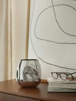 Jarrón pequeño de vidrio soplado artesanalmente Mirror, 17 cm