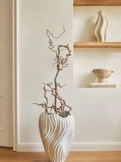 Jarron decorativo XL con borde acanalado Milazzo, 44 cm