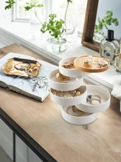 Joyero con tapadera de madera Tosca, 5 niveles