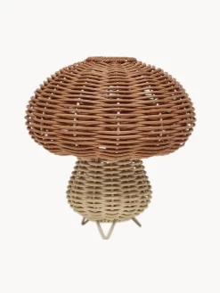 Lámpara de mesa artesanal de ratán Mushroom, pórtatil