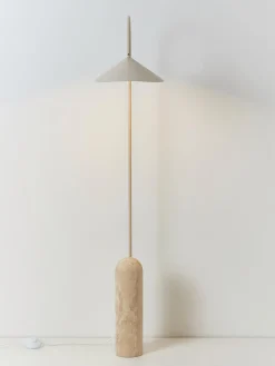 Lámpara de pie ajustable con base de travertino Arum