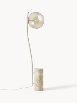 Lámpara de pie pequeña de travertino Cora