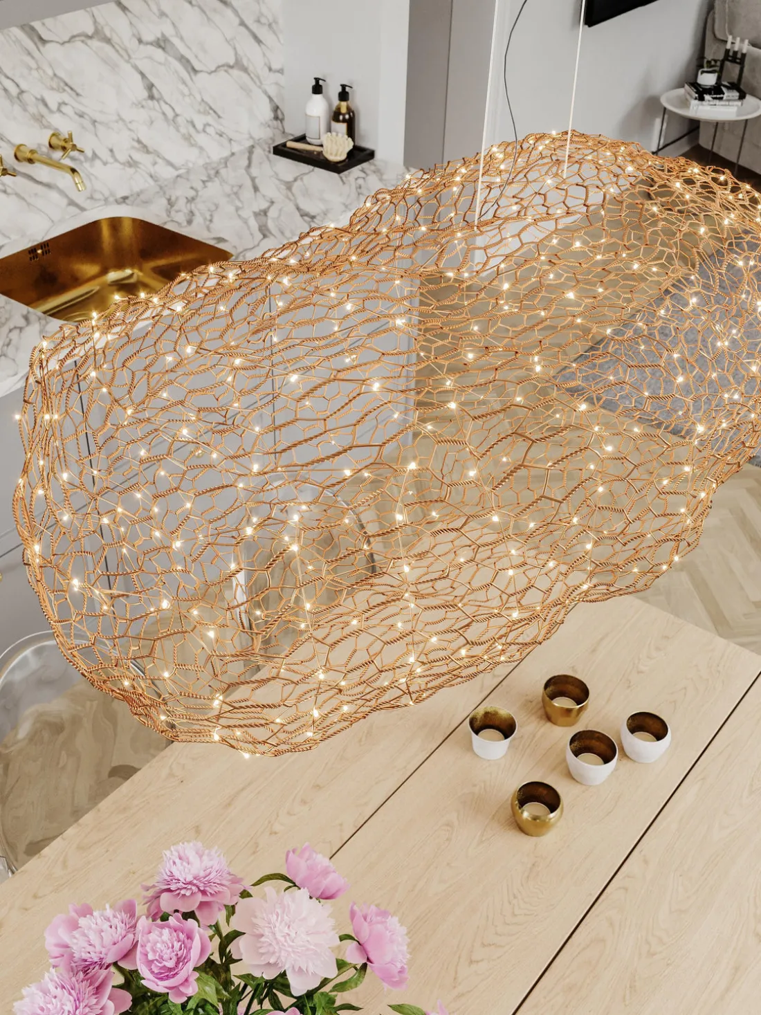 Lámpara de techo artesanal LED regulable Hayden