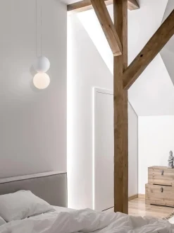 Lámpara de techo pequeña de vidrio y hormigón Zero