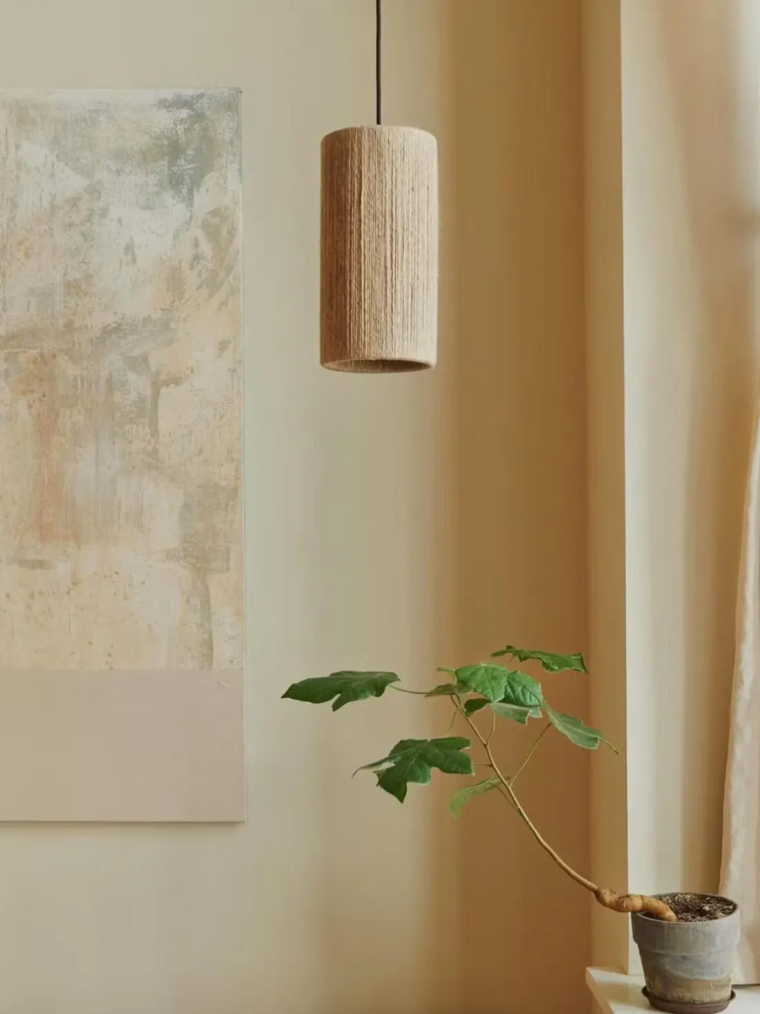 Lámpara de techo pequeña de yute RO, Ø 15 cm