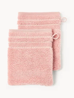 Manoplas de baño con borde a rayas Luxe, 2 uds.