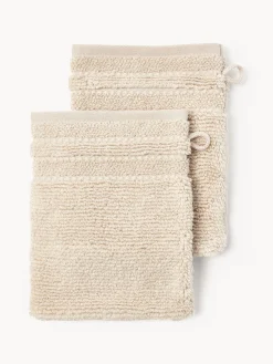 Manoplas de baño con borde a rayas Luxe, 2 uds.