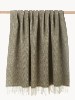 Manta de lana con estampado de espiga y flecos Tirol-Mona