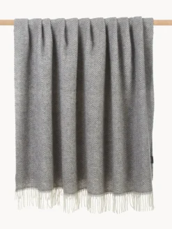 Manta de lana con estampado de espiga y flecos Tirol-Mona