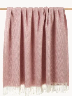 Manta de lana con patrón espiga y flecos Tyrol