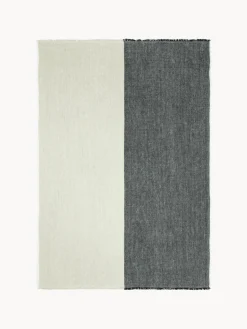 Manta de lino artesanal con flecos Pila