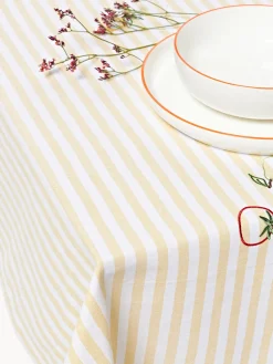 Mantel a rayas con motivos bordados Melony