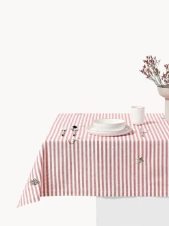Mantel a rayas con motivos bordados Melony