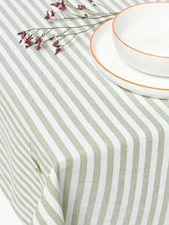 Mantel a rayas con motivos bordados Melony