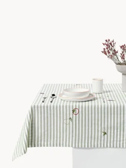 Mantel a rayas con motivos bordados Melony