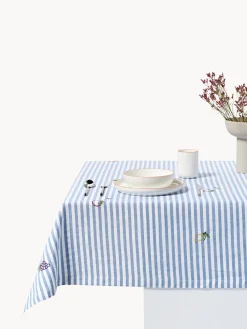 Mantel a rayas con motivos bordados Melony
