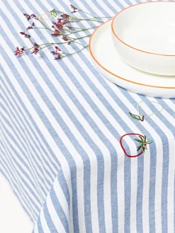 Mantel a rayas con motivos bordados Melony