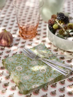 Mantel artesanal con estampado floral Melon