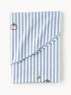 Mantel redondo a rayas con motivos bordados Melony