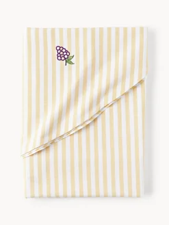 Mantel redondo a rayas con motivos bordados Melony
