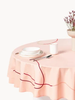 Mantel redondo con bordado abstracto Sue