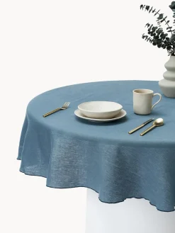 Mantel redondo de lino con ribete Kennedy