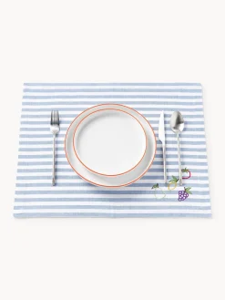 Manteles individuales a rayas con motivos bordados Melony, 2 uds.