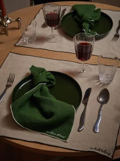 Manteles individuales de lino con bordado Cosmo, 4 uds.