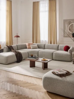 Módulo de esquina redondo en tejido bouclé Sofia