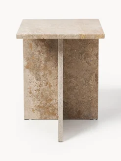 Mesa auxiliar de travertino con dos estantes Distinct