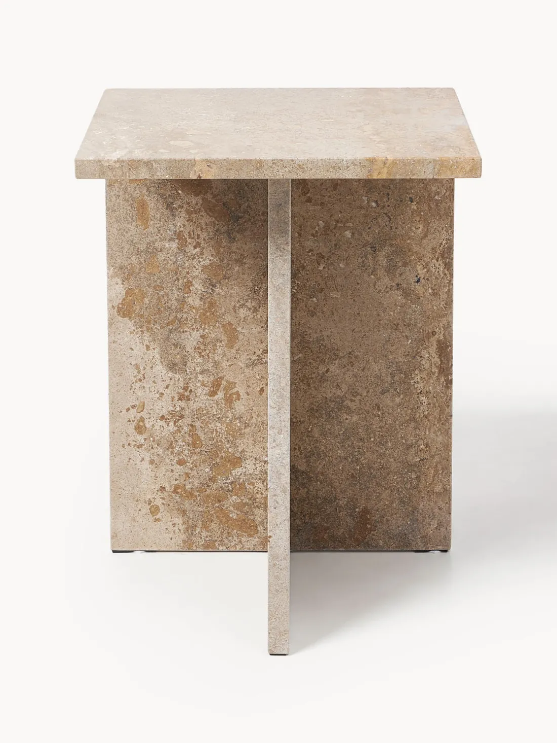 Mesa auxiliar de travertino con dos estantes Distinct