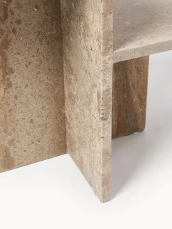 Mesa auxiliar de travertino con dos estantes Distinct