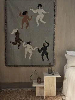 Mesa auxiliar de travertino con dos estantes Distinct